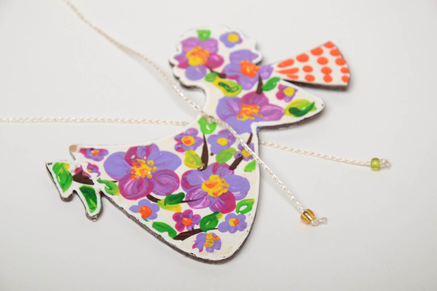 Deko Anhänger Blumen Engel aus Holz mit Acrylfarben bemalt handmade foto 3