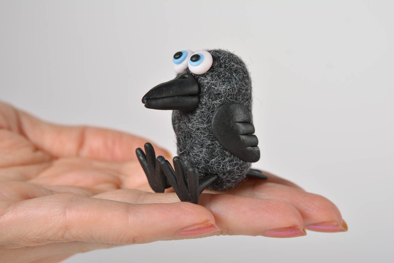 Интерьерная игрушка ворон игрушка ручной работы мягкие игрушки птица необычная фото 5