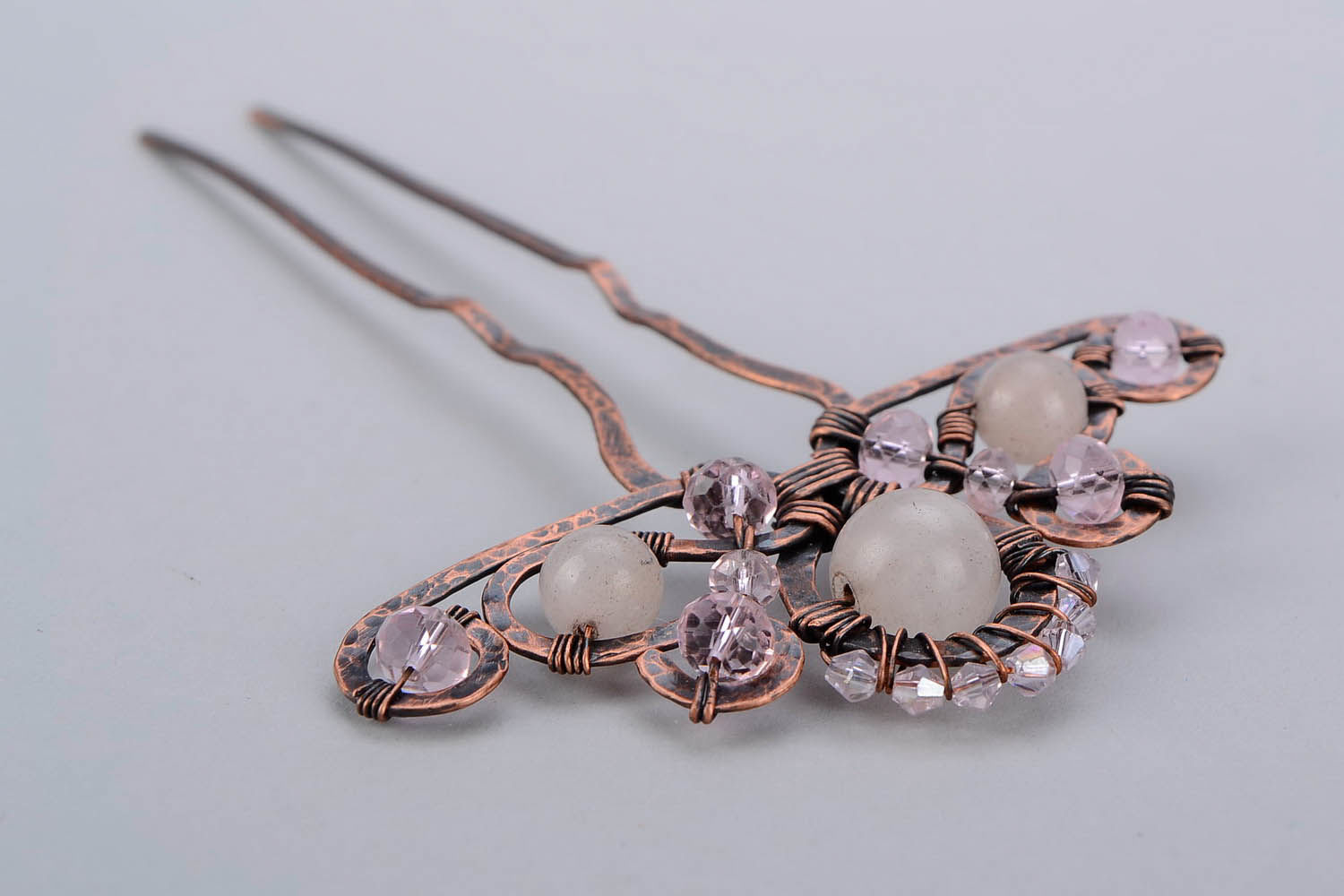 Hairpin with quartz and crystal photo 4