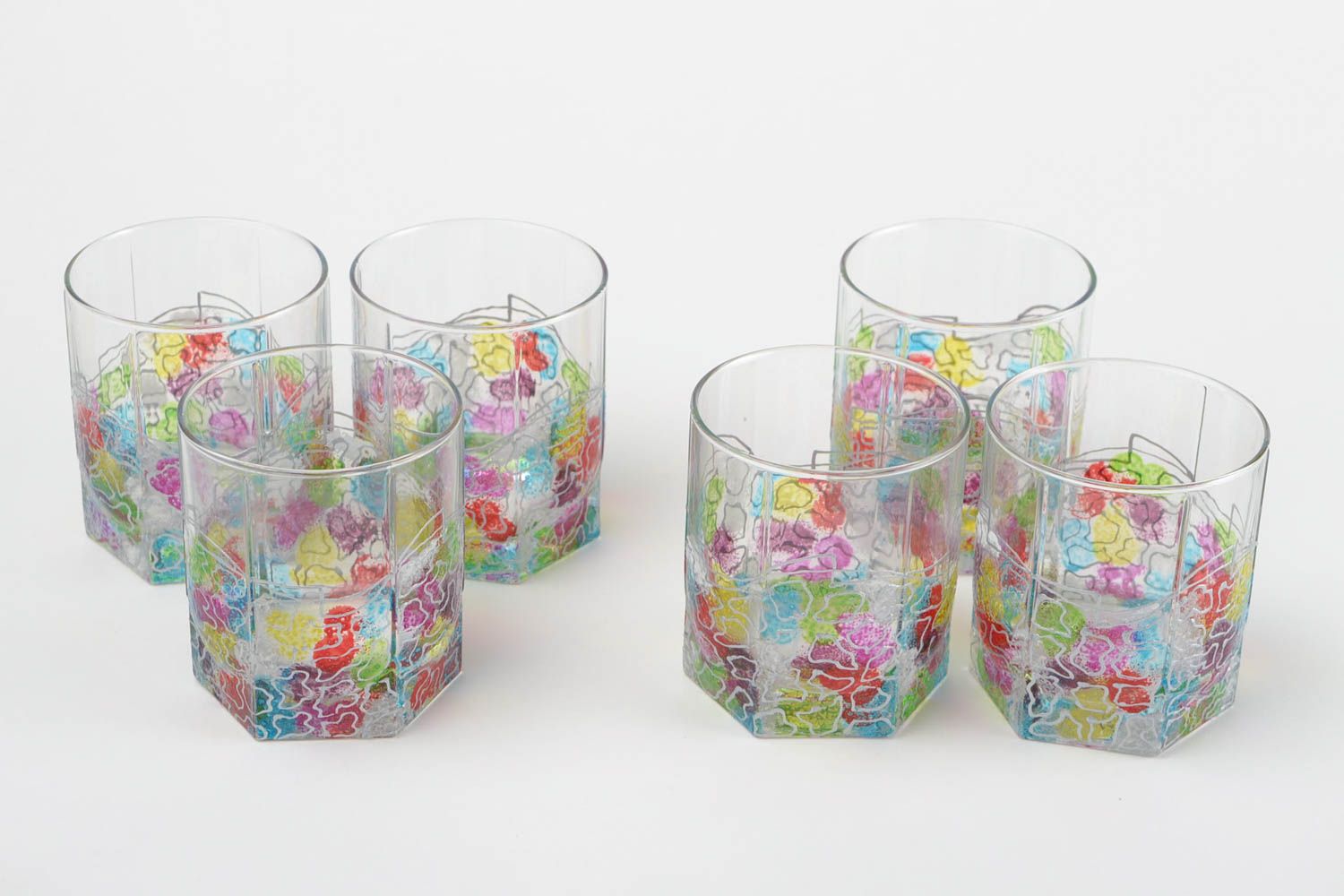 Ensemble de verres fait main Tasses en verre Vaisselle design peinte fantaisie photo 3