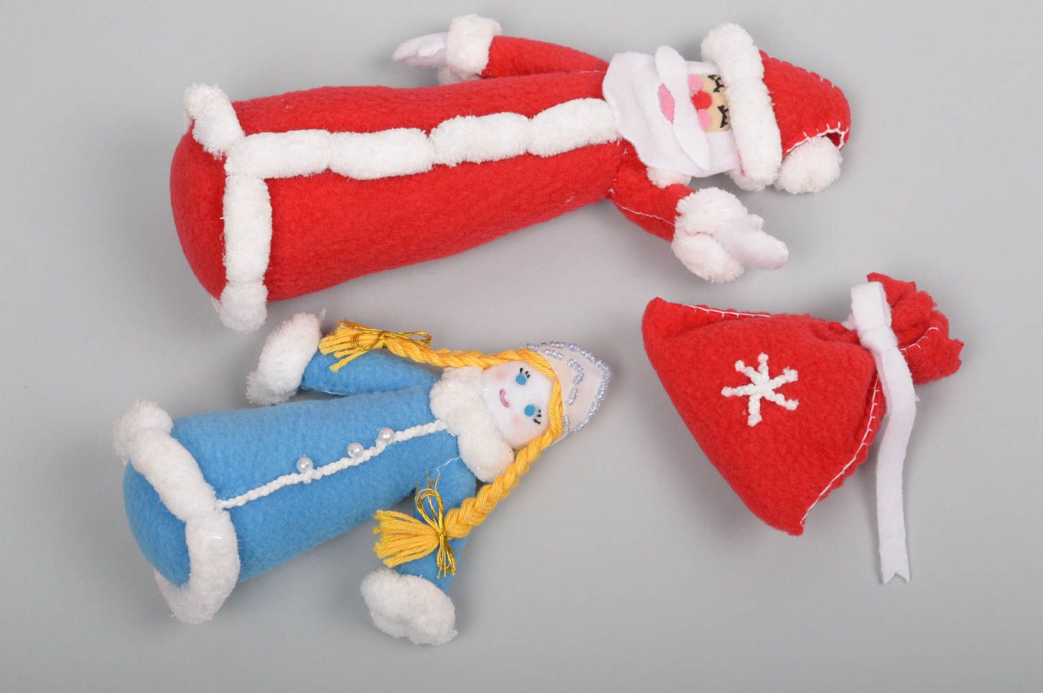 Beautiful handmade fabric soft toy Christmas decor stuffed toy 2 pieces photo 4