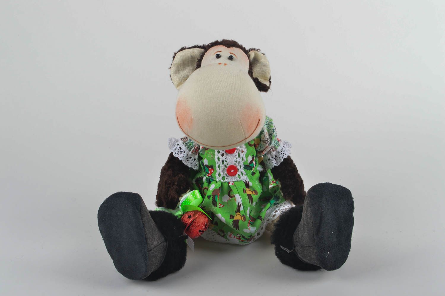 Игрушка обезьяна хэнд мэйд детская игрушка из льна мягкая игрушка текстильная фото 5
