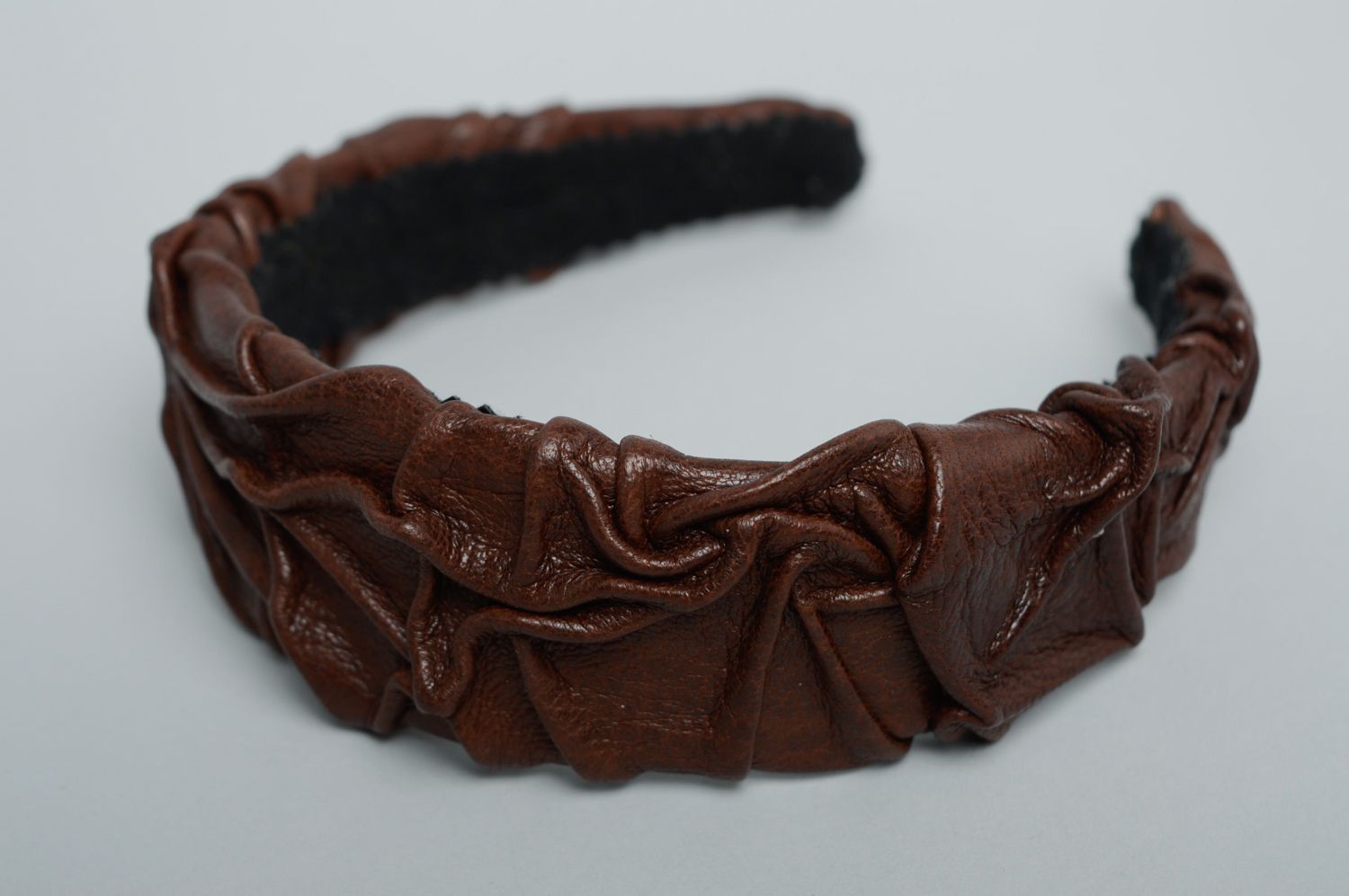 Genuine leather headband of brown color  photo 1