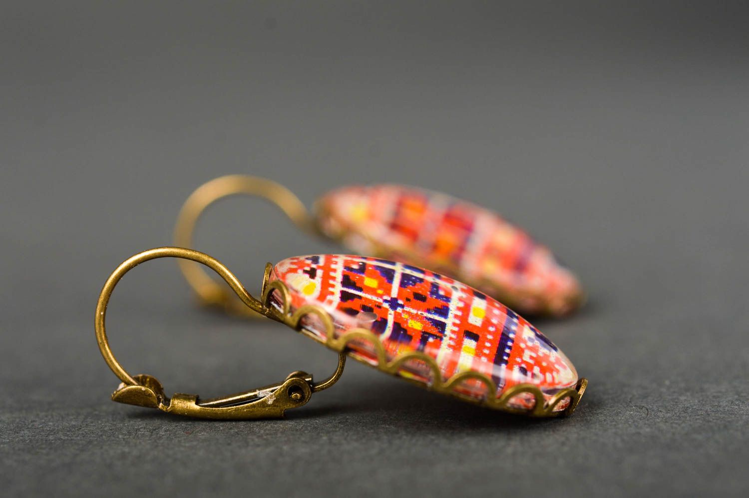 Handmade cabochon earrings designer jewelry metal jewelry fashion earrings photo 3
