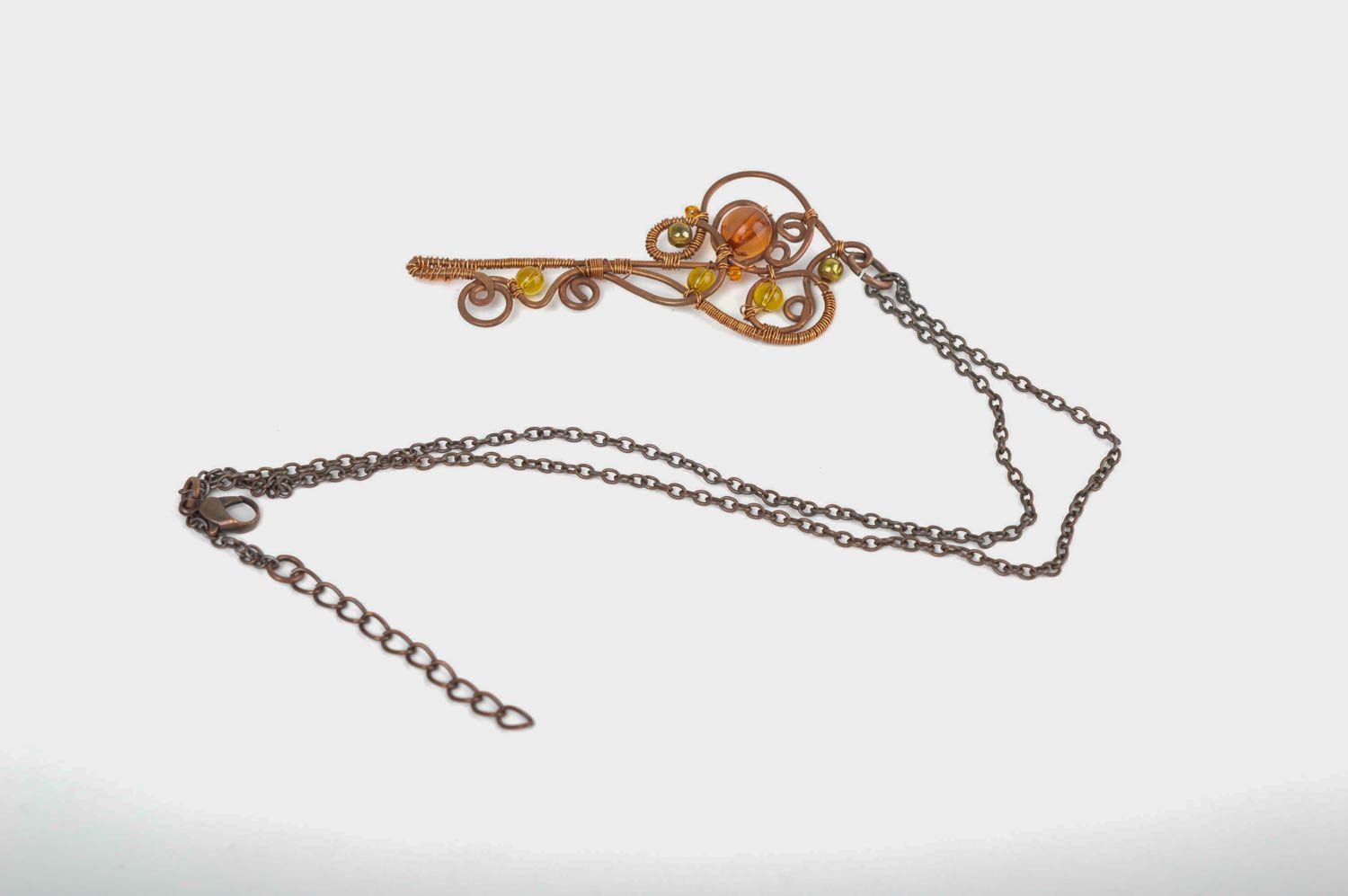 Handmade jewelry designer pendant necklace copper accessories key necklace photo 2