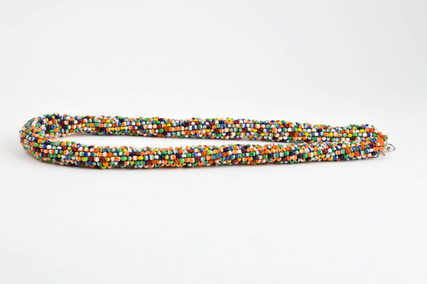Жгут из бисера ручной работы разноцветное ожерелье из бисера авторская бижутерия фото 2