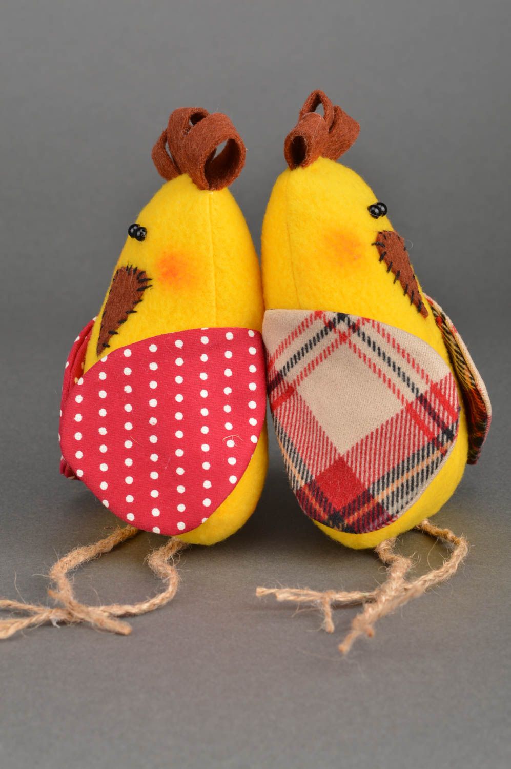 Мягкие игрушки цыплята из ткани ручной работы набор из 2 штук оригинальные фото 5