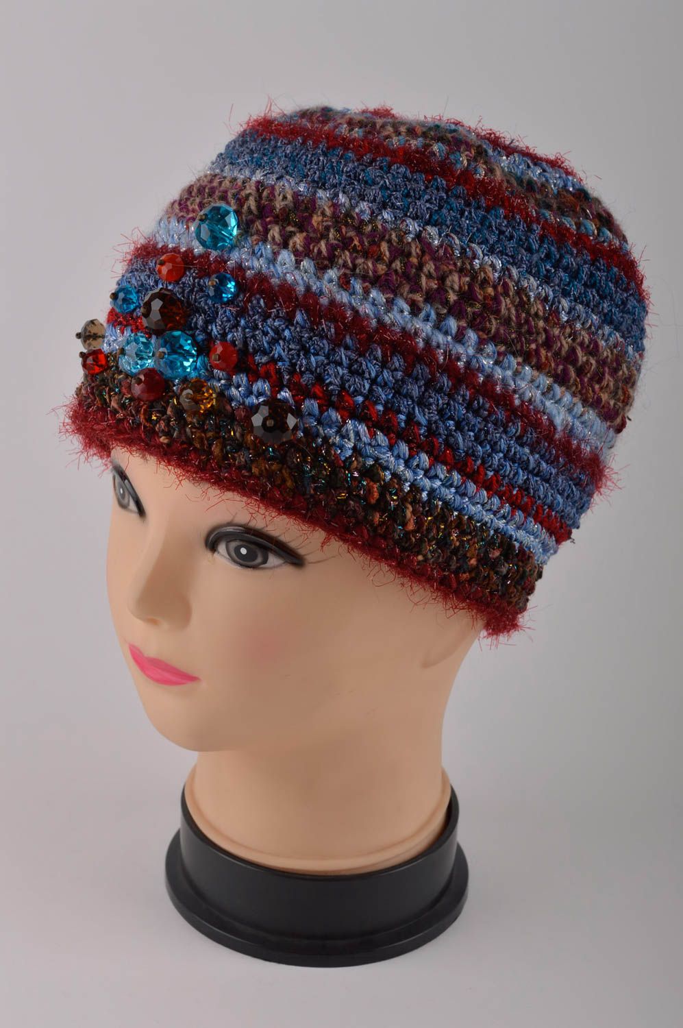 Chapeau tricot fait main Bonnet d'hiver de raie Vêtement pour femme original photo 7