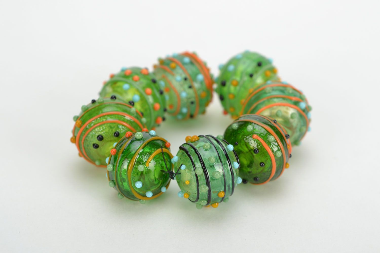 Green lampwork beads photo 4