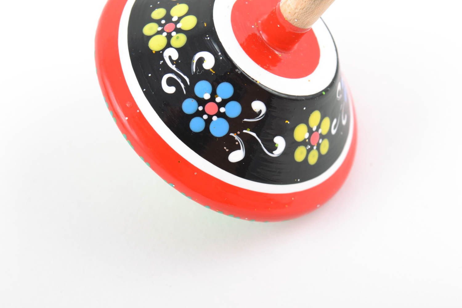 Beautiful painted handmade wooden spin top for children eco toy photo 5
