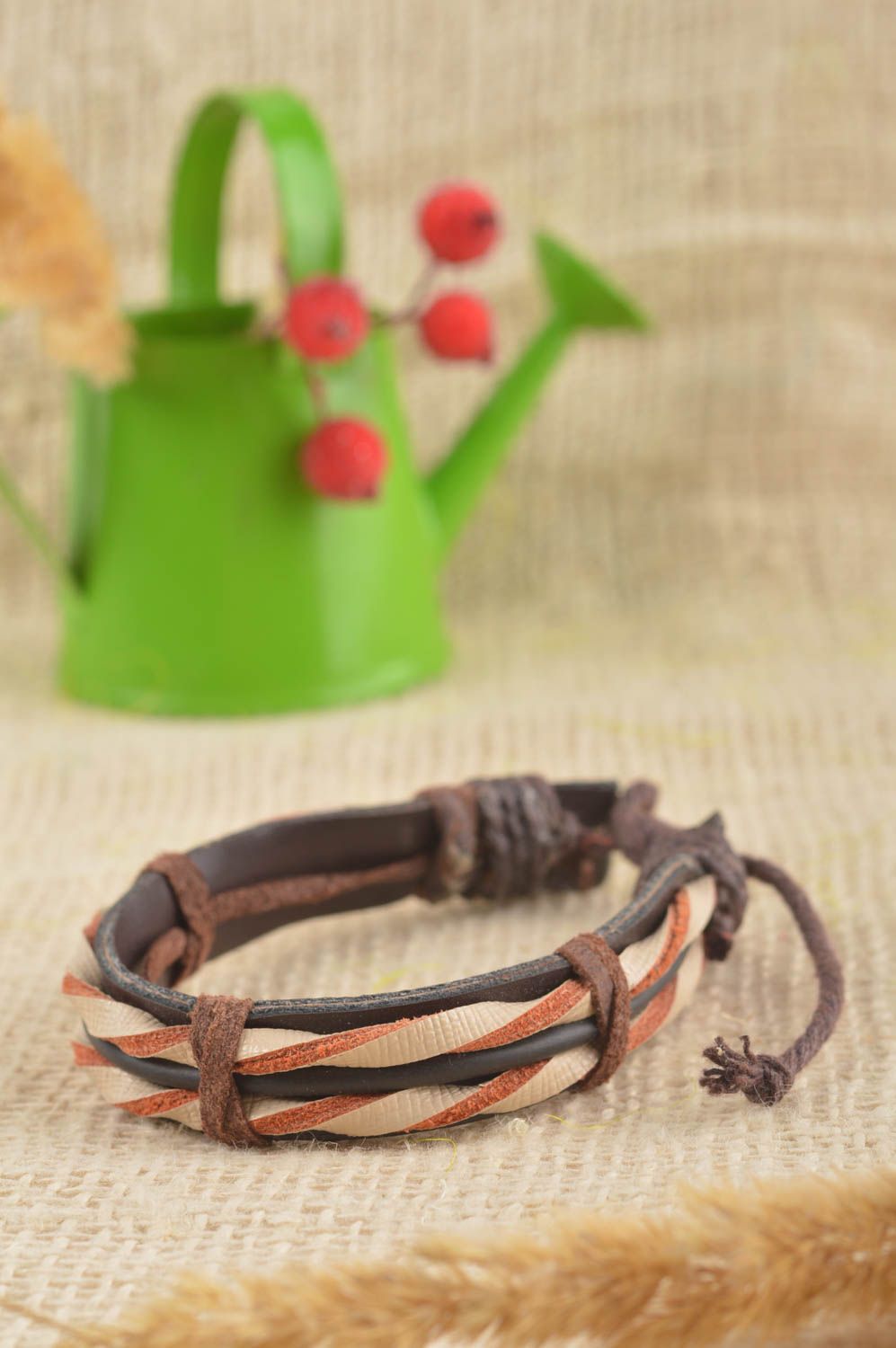 Unusual handmade leather bracelet designs designer accessories unisex bracelet photo 1