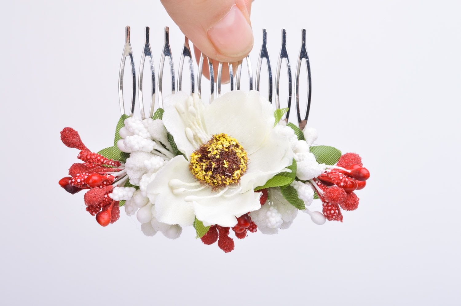 Räumiger einzigartiger Blumen Haarkamm aus Metall auf für Modedamen Handarbeit  foto 3