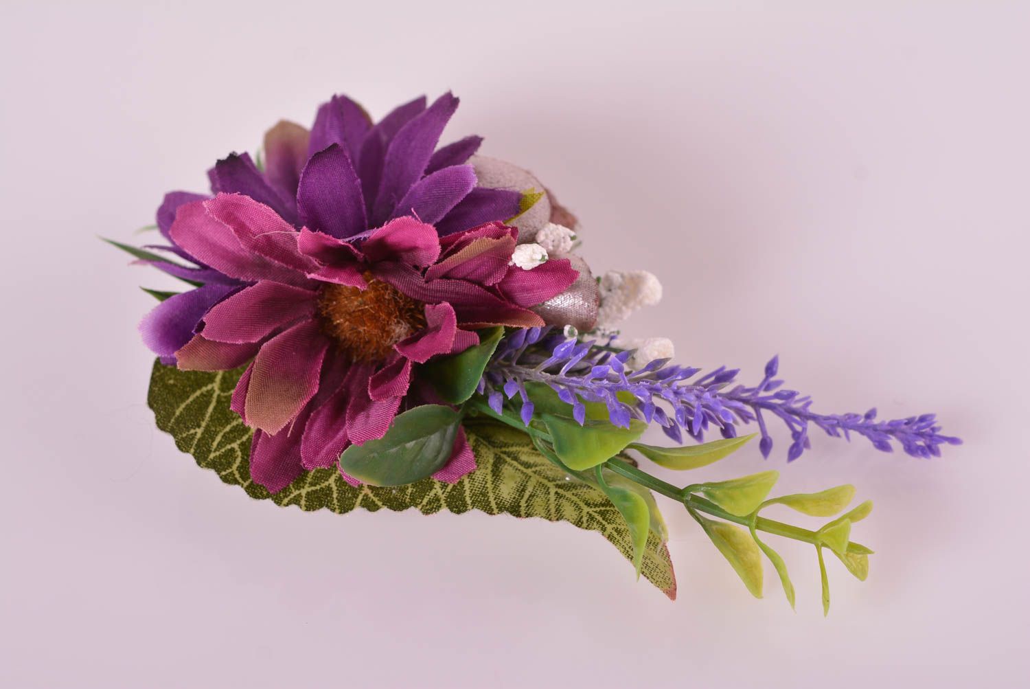 Украшение ручной работы заколка с цветком крупная аксессуар для волос темная фото 1