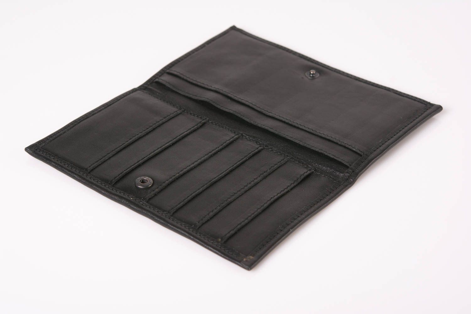 Feines originelles schwarzes handgemachtes Portemonnaie aus Leder für Männer foto 2