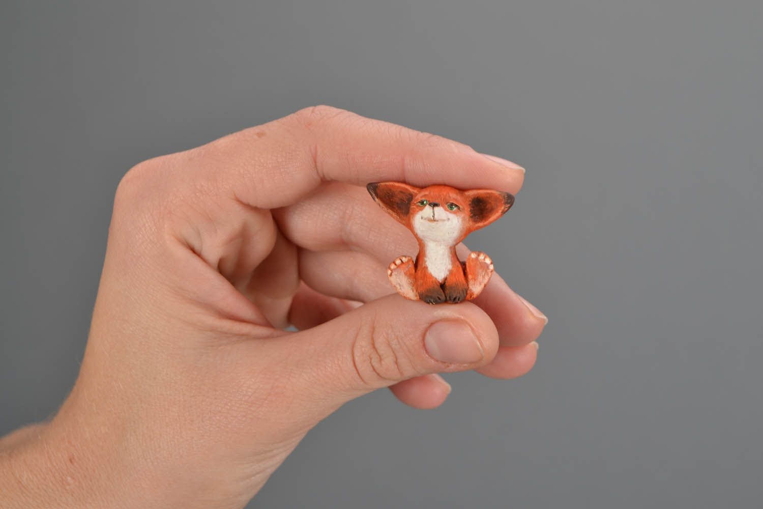 Tiny clay statuette Little Fox photo 2