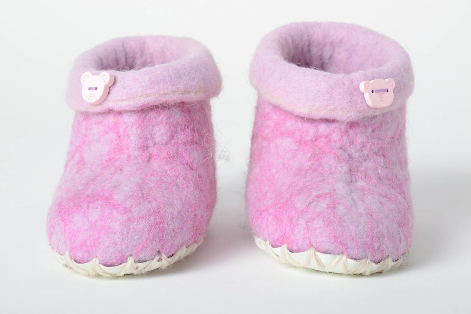 Pantoufles en laine Chaussons laine fait main roses chaudes Accessoire enfant photo 2