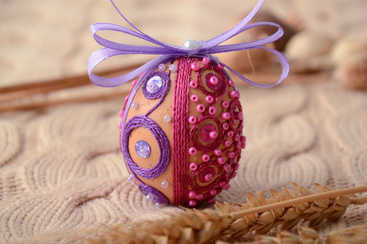 Colgante decorativo Huevo con abalorios foto 1