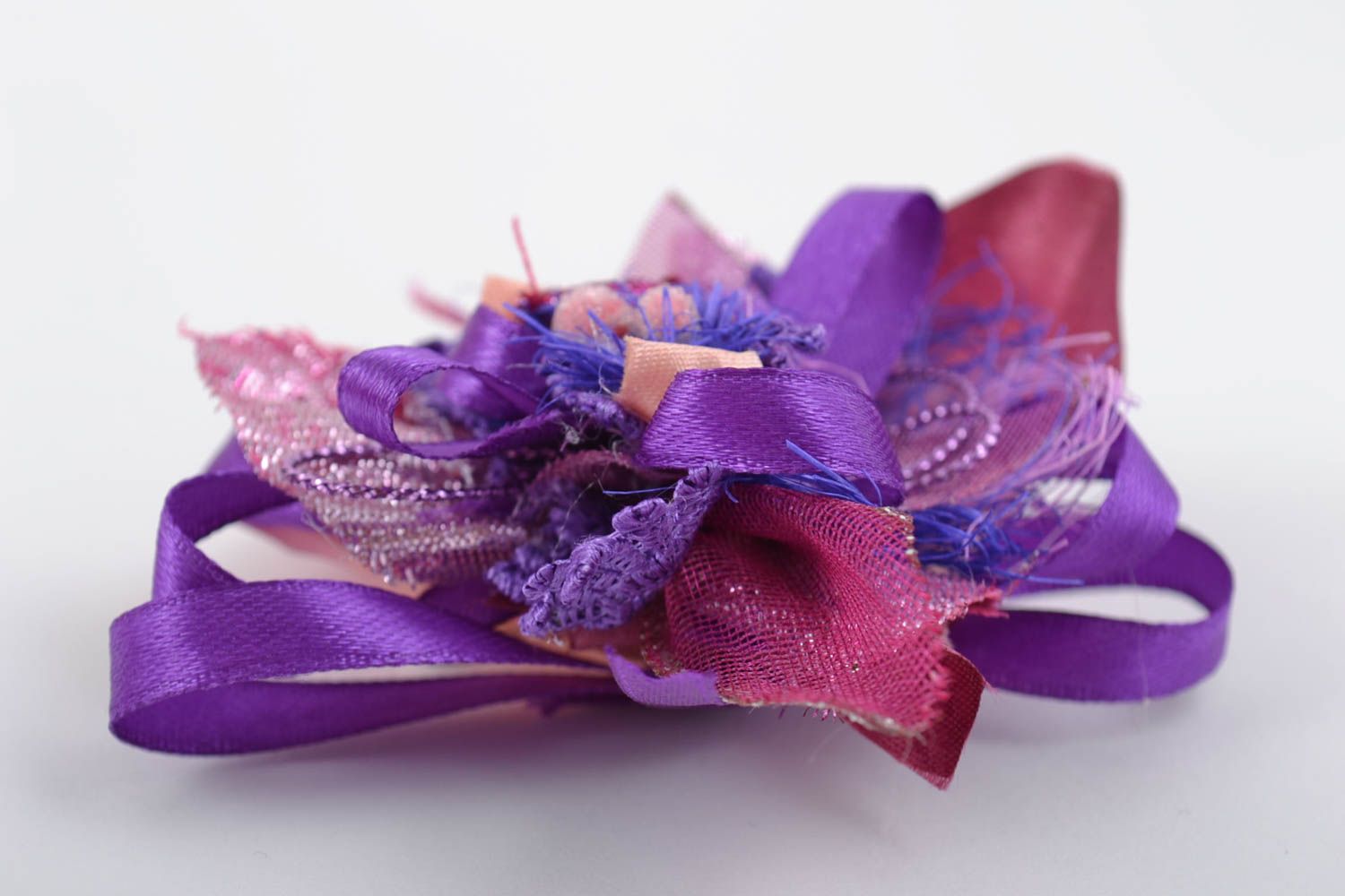Handmade blank for jewelry with flowers beautiful purple designer hairpin photo 5