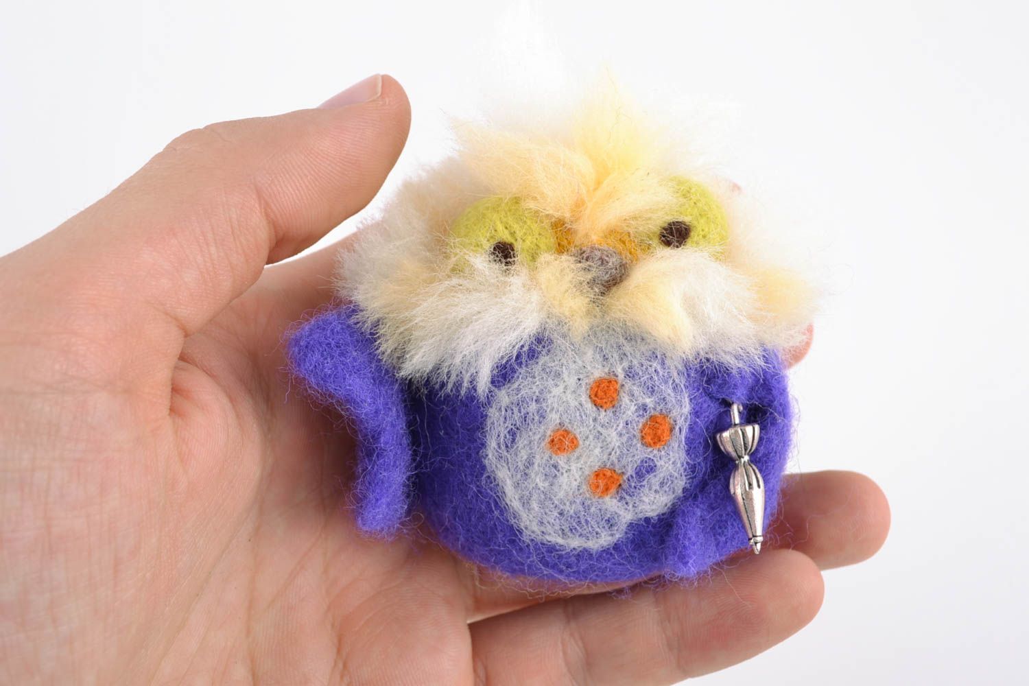 Petit jouet en laine feutrée fait main décoratif hibou cadeau pour enfant photo 2
