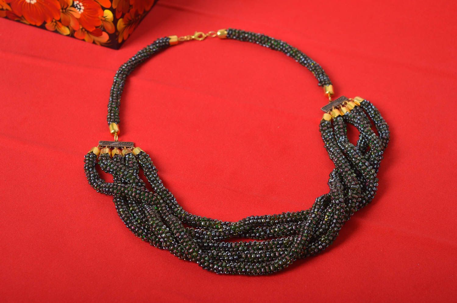 Handmade Halskette aus Glasperlen Designer Schmuck Frauen Accessoire schön foto 1