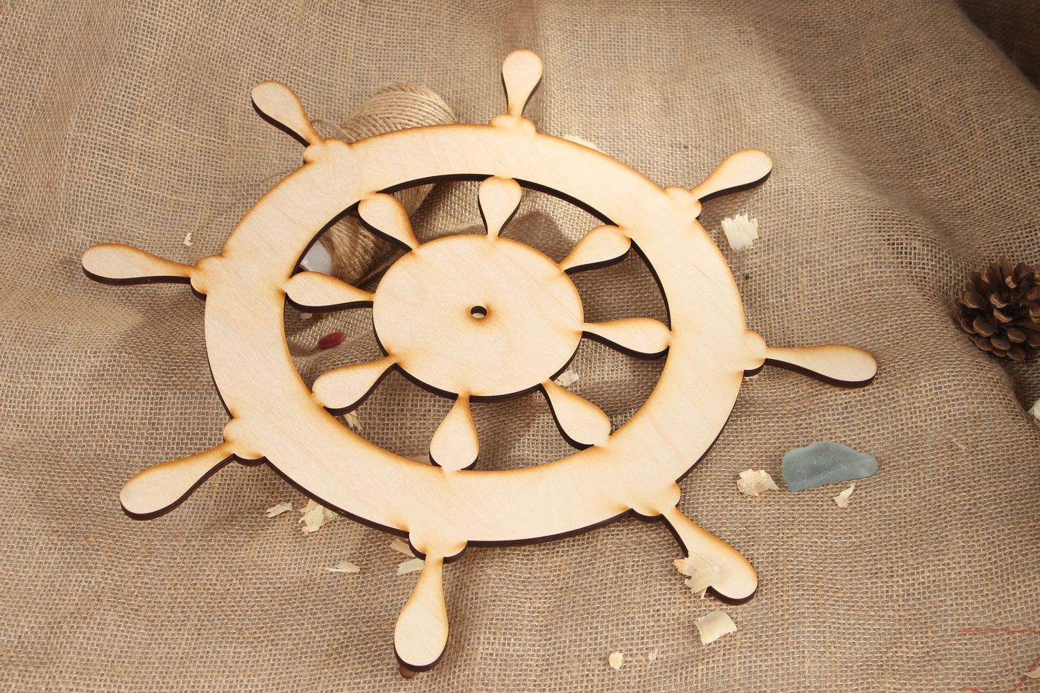 Handmade plywood blank ship steering wheel photo 5