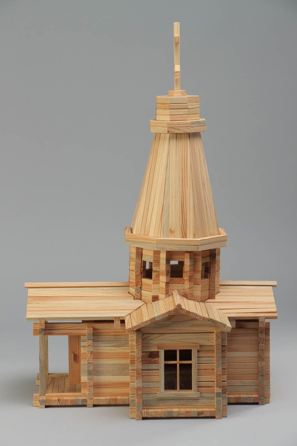 Jeu de construction de maison en bois de sapin plus que 500 pièces fait main photo 3