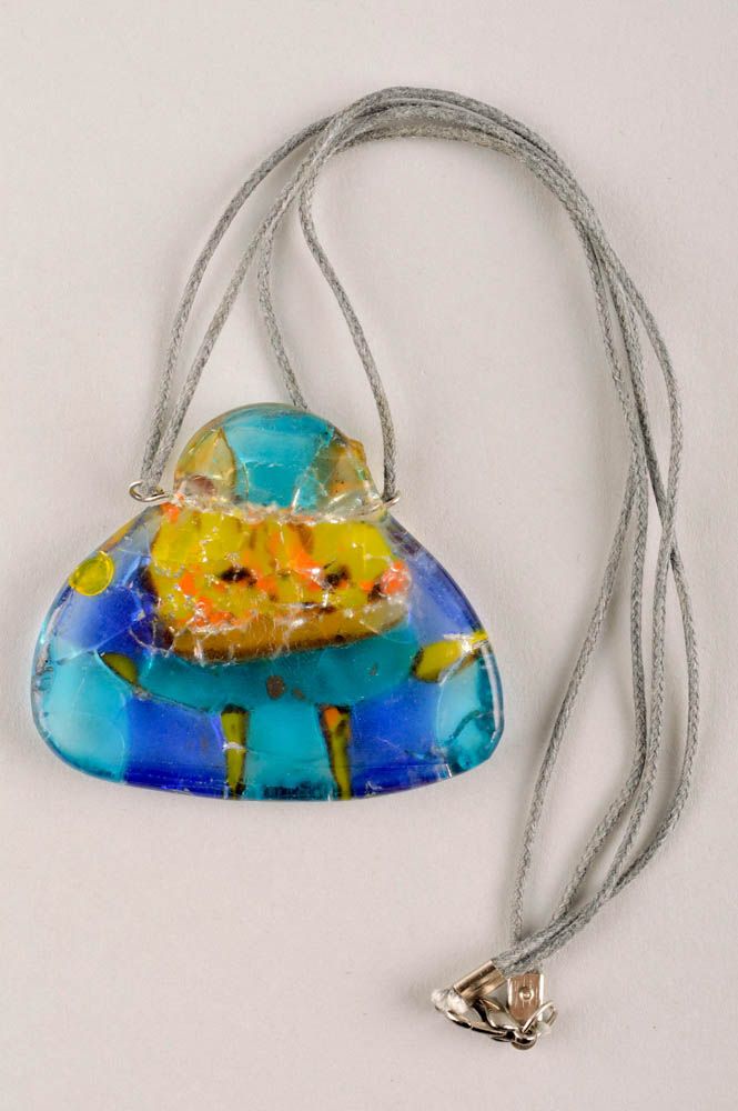 Handmade pendant designer pendant unusual gift glass accessory fashion jewelry photo 3