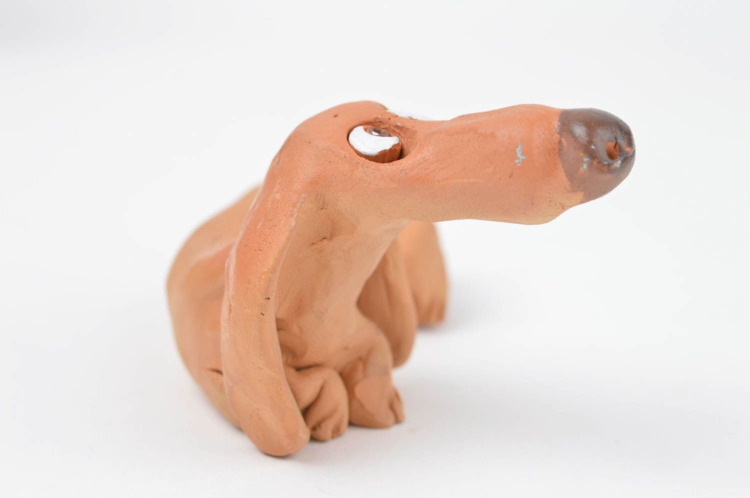 Figurine chien fait main Statuette céramique Déco maison teckel écologique photo 2