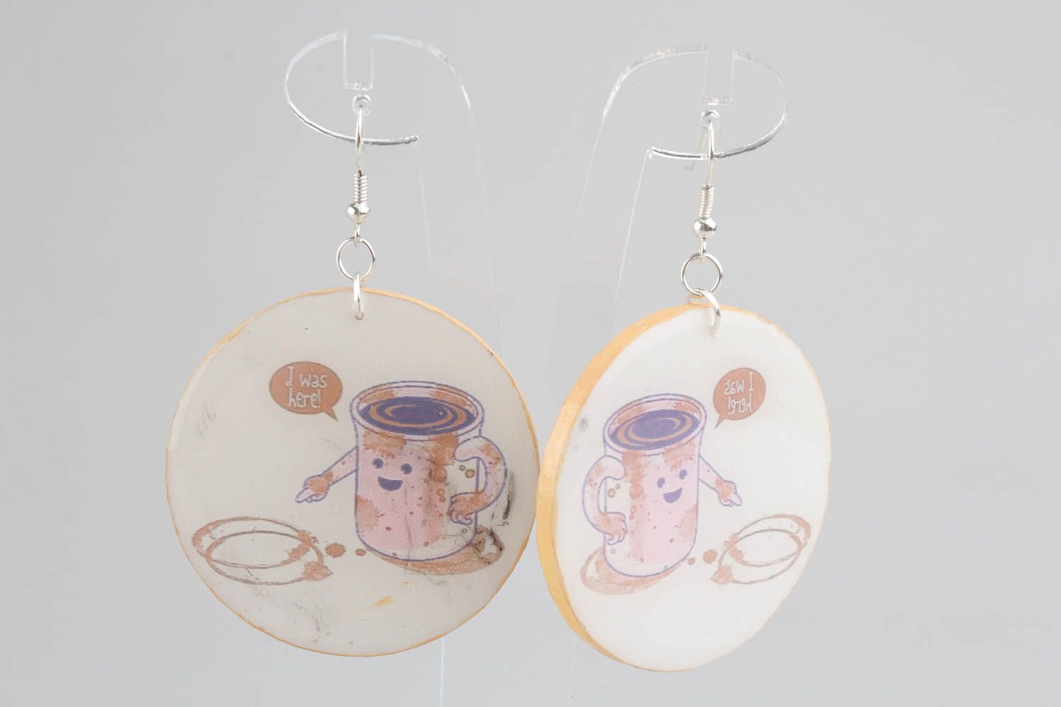Round earrings Cup of Coffee photo 4