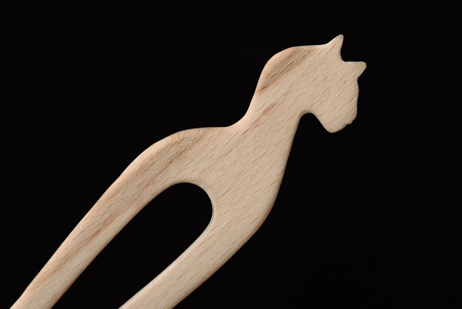 Wooden hairpin Cat photo 2