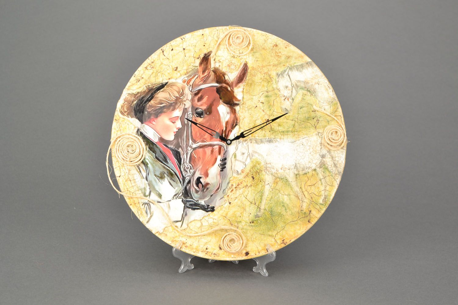 Decoupage clock Girl With a Horse photo 1