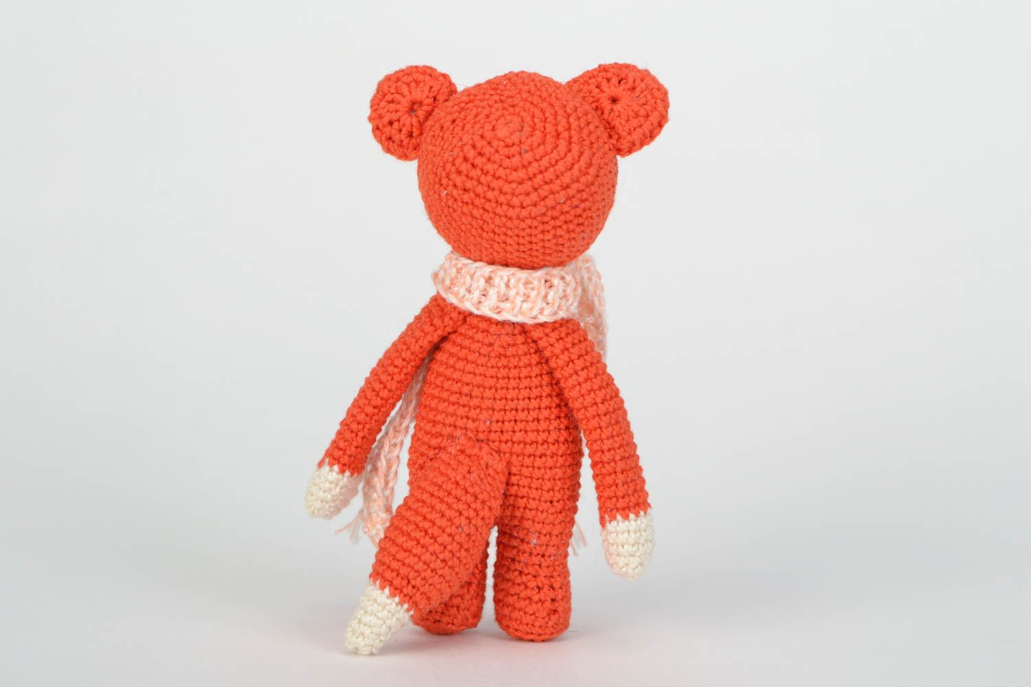 Small handmade soft crochet toy Girl in fox costume photo 4