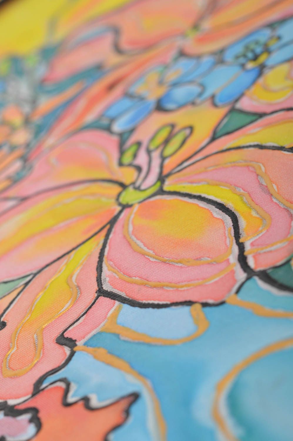 Картина в технике холодного батика ручной работы красивая в раме Летний день фото 5