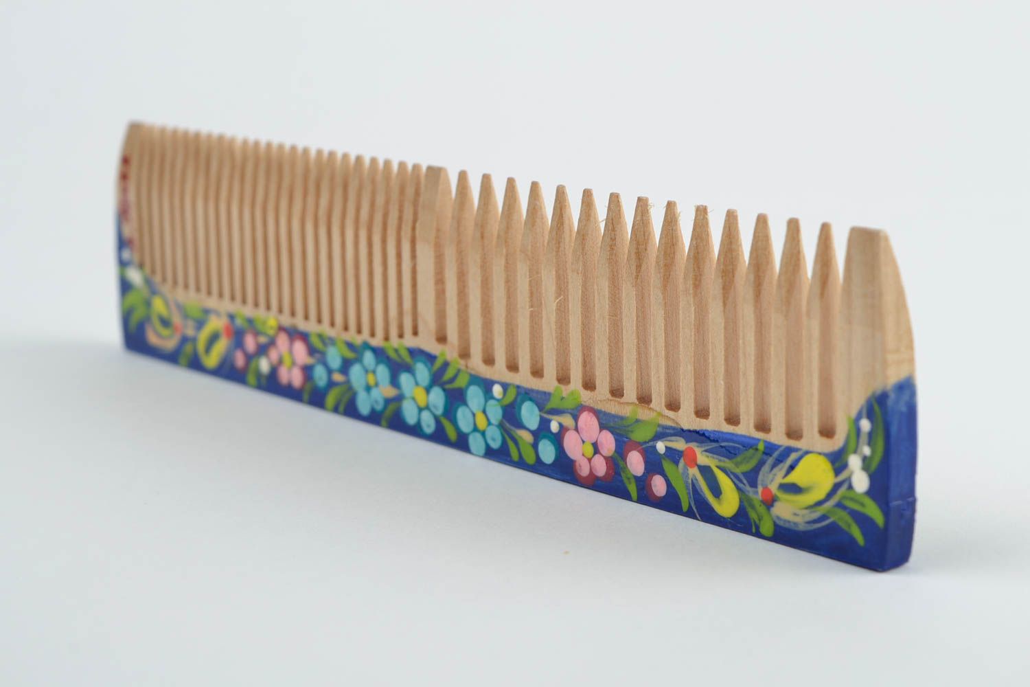 Handmade Haarkamm Holz bemalt Haar Accessoire für Haar Pflege künstlerisch foto 4
