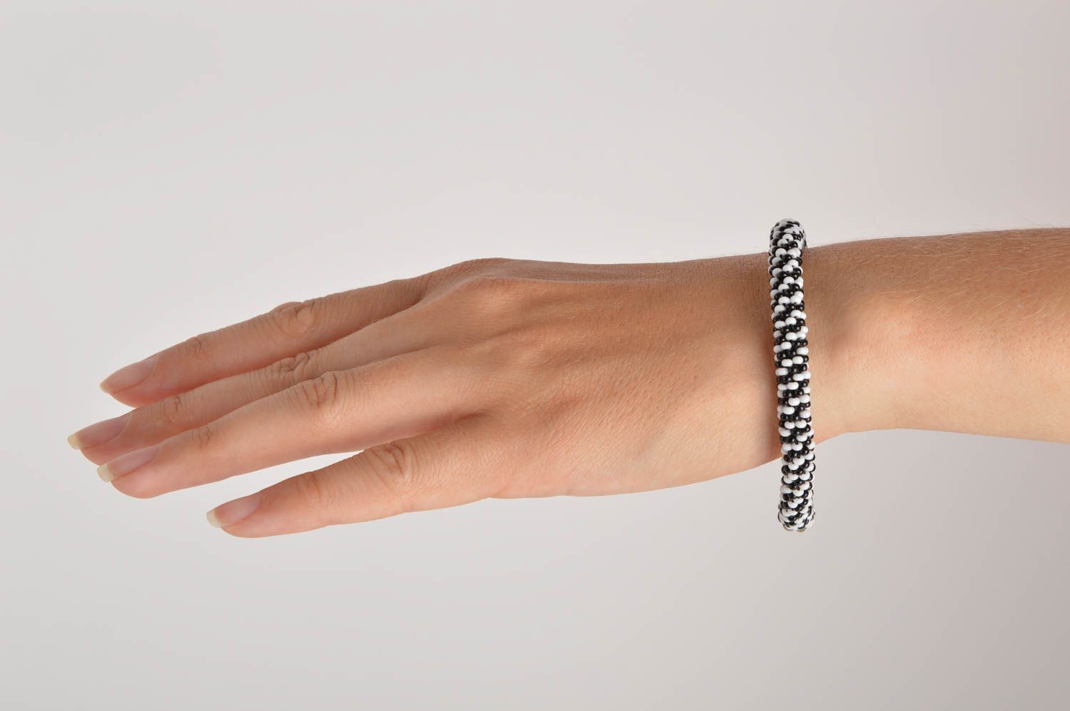Handmade designer unusual bracelet elegant wrist bracelet beaded cord bracelet photo 5
