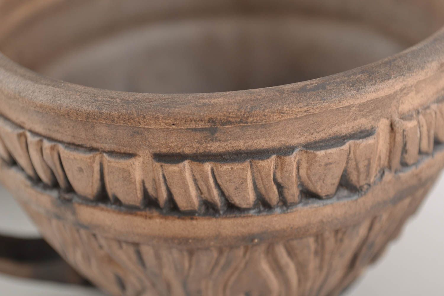 Tasses en céramique faites main ethniques 3 pièces 33 cl poterie originale photo 3
