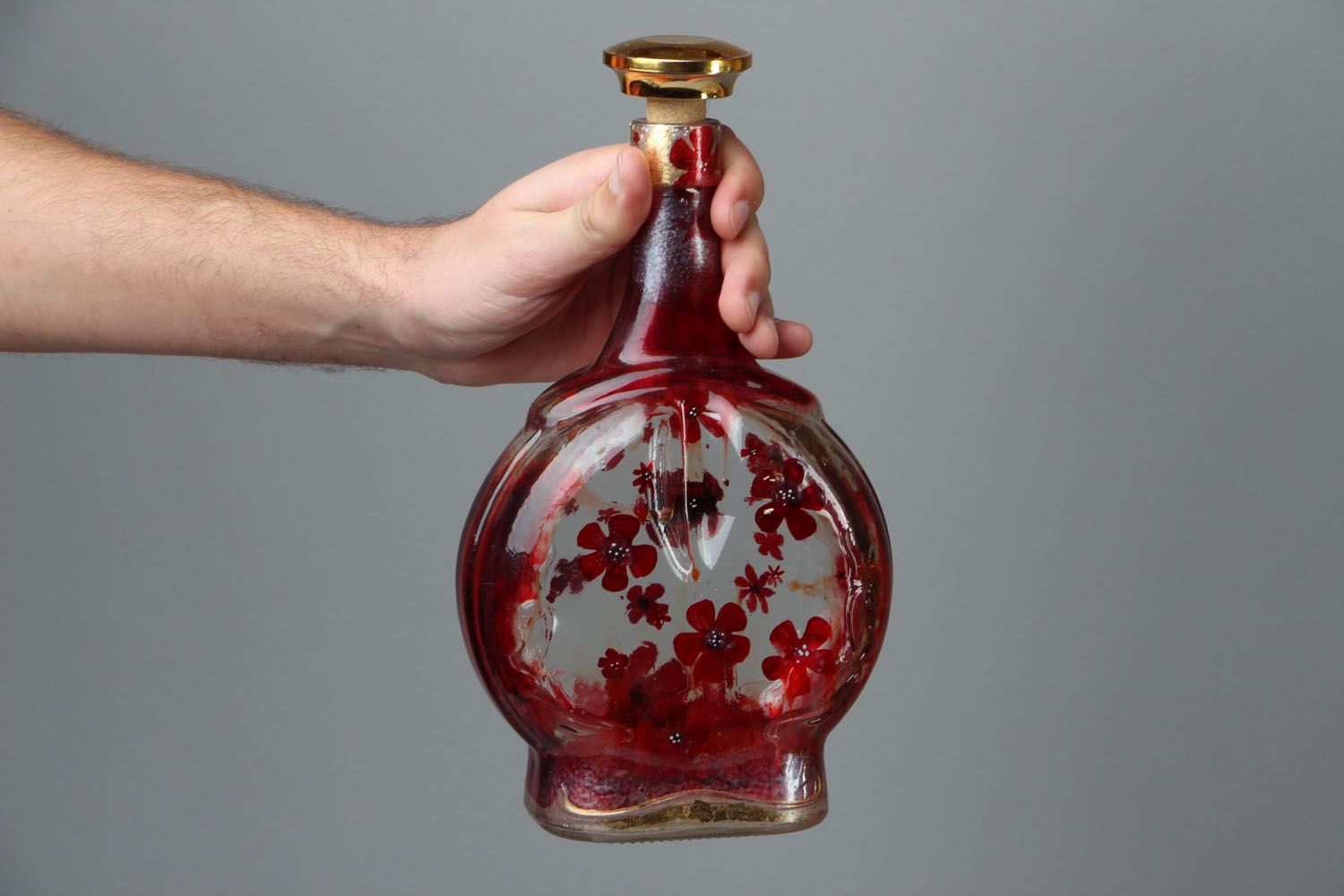 Декоративная бутылка в технике Маки фото 4