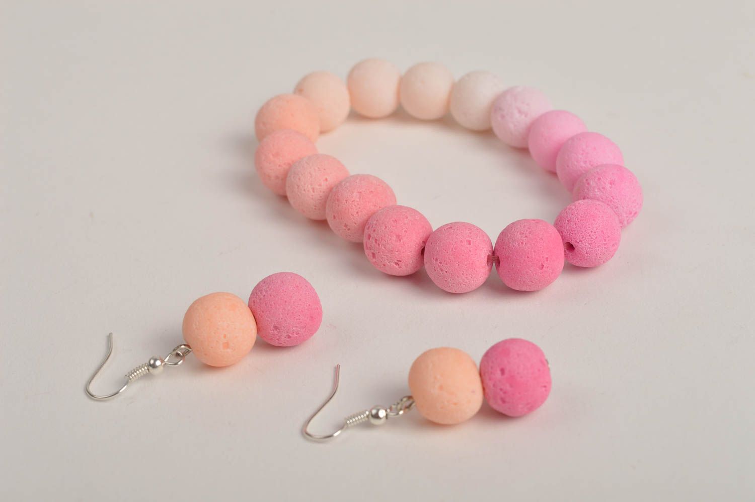 Wrist bracelet fashion earrings polymer clay jewelry pink beads women jewelry  photo 4