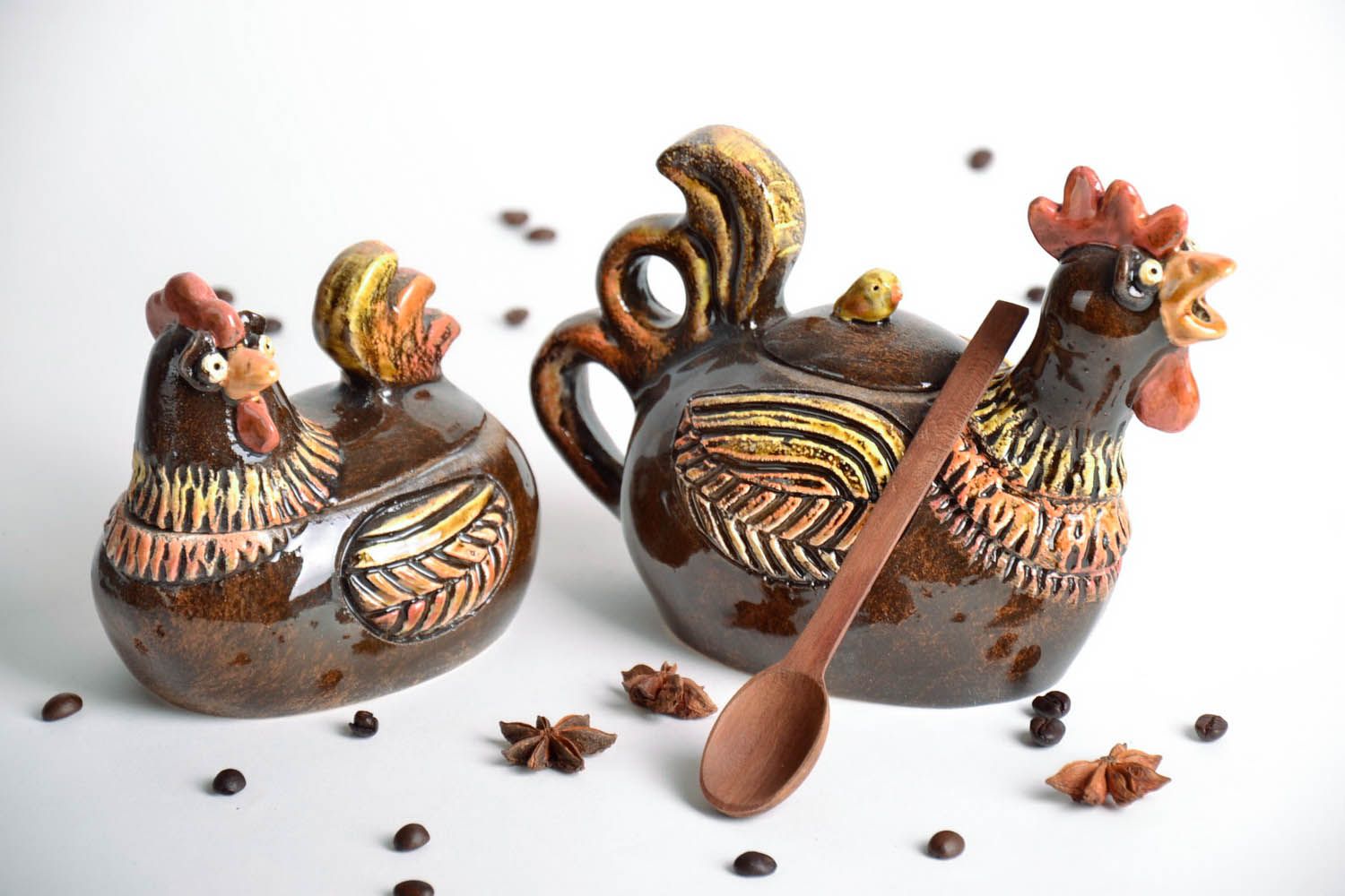 Teiera e zuccheriera fatti a mano utensili da cucina in ceramica idea regalo foto 1