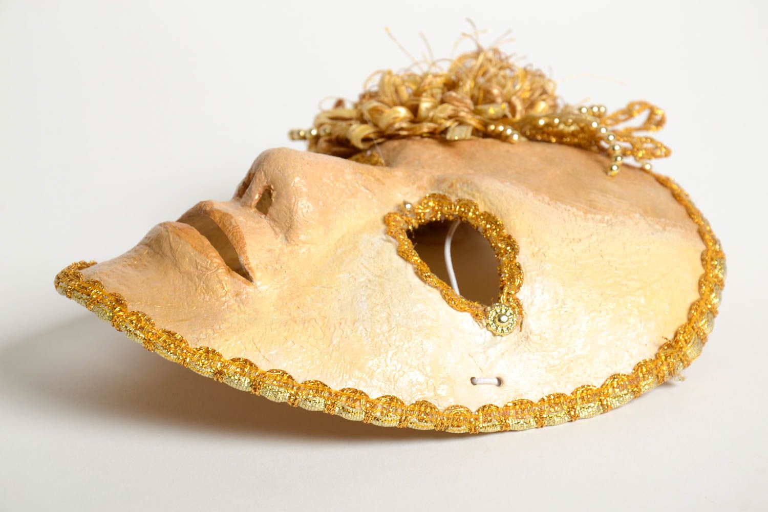 Maske Karneval handmade Venezianische Maske Accessoire für Frauen goldfarben foto 5