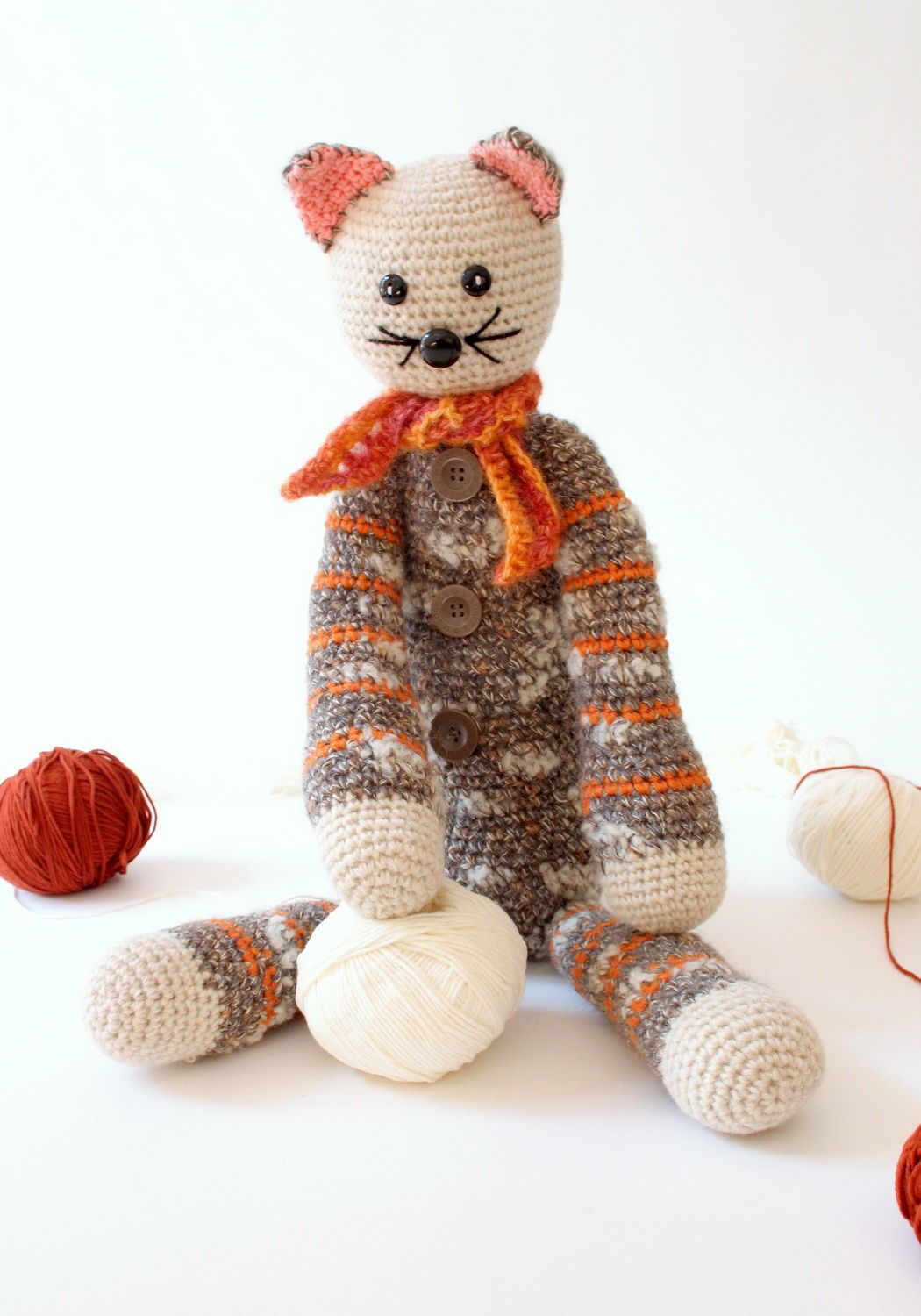 Giocattolo a maglia fatto a mano pupazzo morbido gatto piccolo a uncinetto foto 5