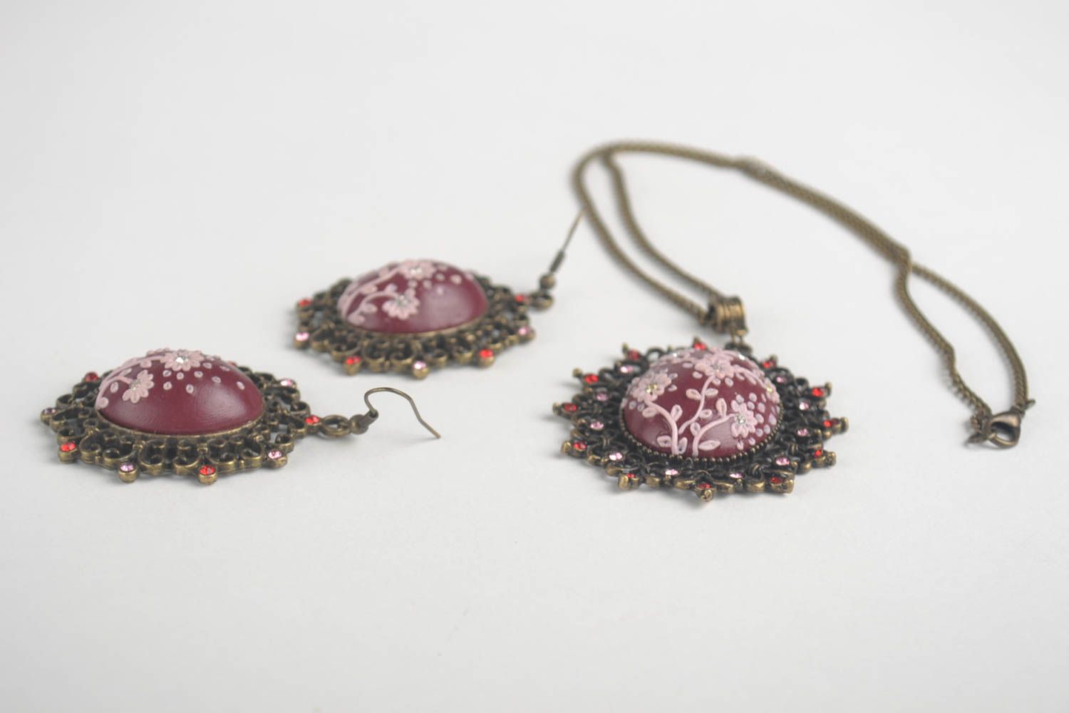 Handmade pendant handmade earrings polymer clay jewelry unusual gift for girl photo 3
