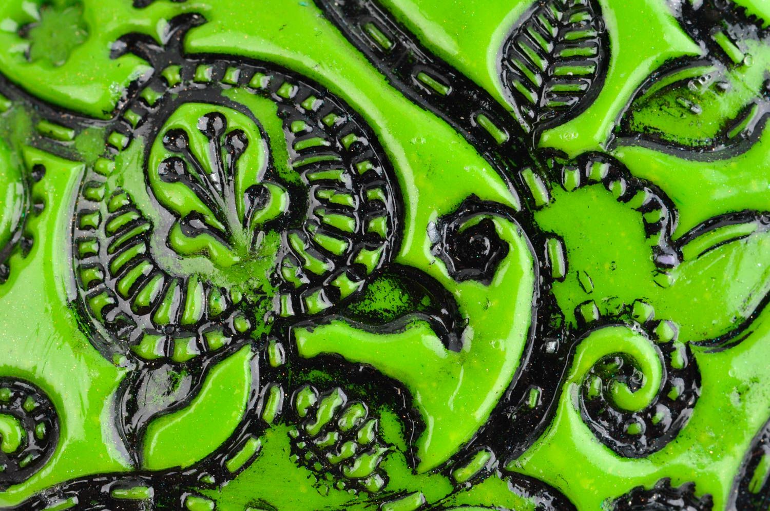 Handmade Ketten Anhänger Damen Schmuck Accessoire für Frauen Polymerton grün  foto 5