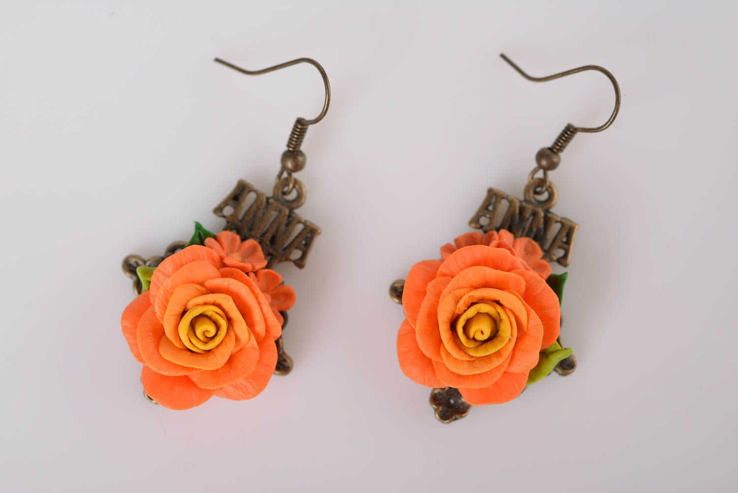 Orange Blumen Ohrringe greller Designer Schmuck Accessoire für Frauen Anna foto 2