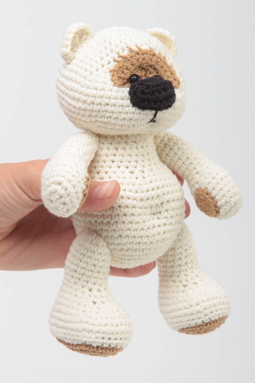 Jouet enfant Peluche tricotée fait main Cadeau original ourson blanc mignon photo 5