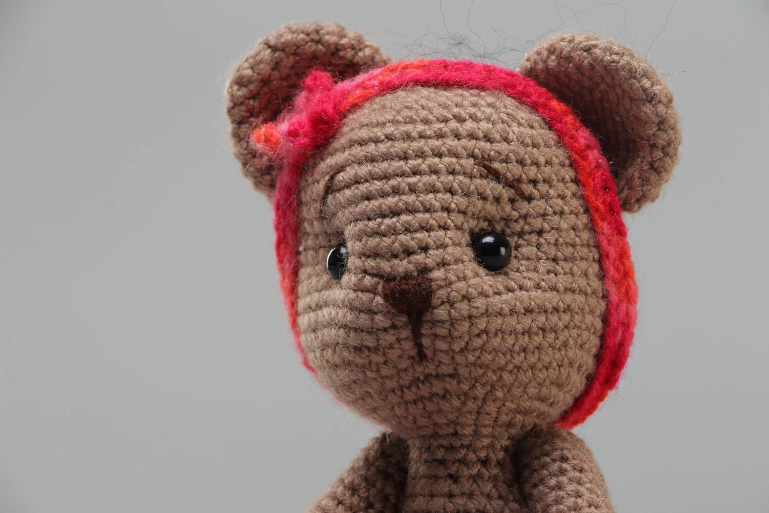 Handmade decorative soft crocheted toy cute bear girl present for children photo 3