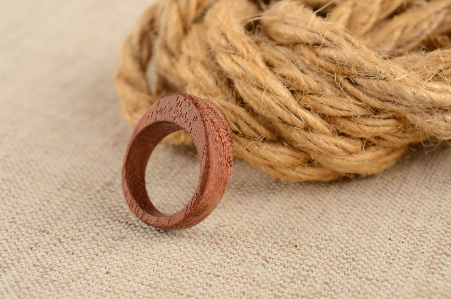 Handmade designer unusual eco friendly ring made of wood for men and women photo 1
