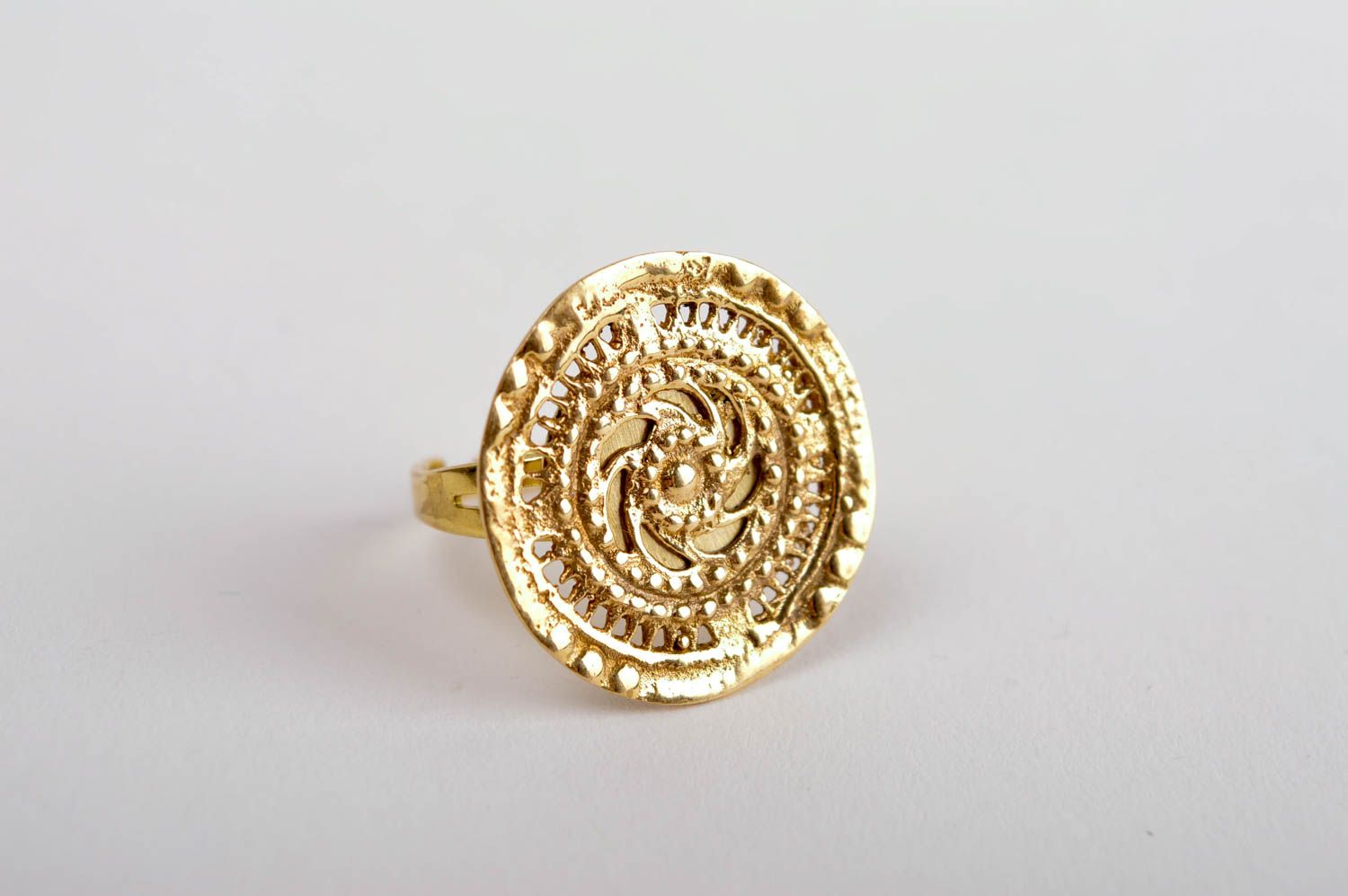 Unusual designer ring female ring present handmade brass ring metal ring photo 2