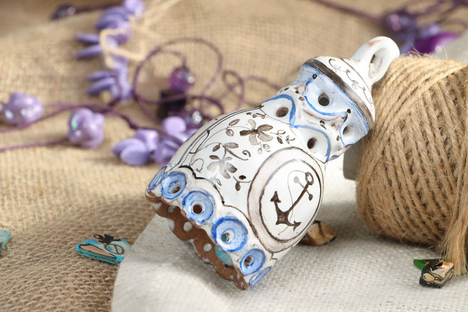 Ceramic bell with marine motifs photo 5