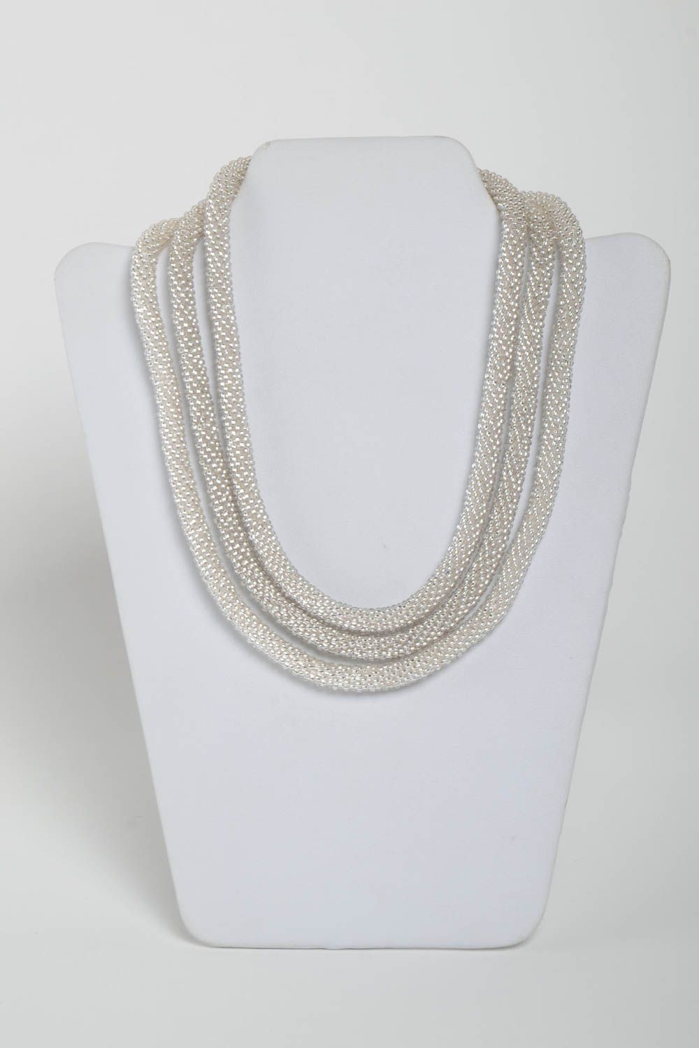 Collier spirale Bijou fait main blanc perles rocaille design Cadeau femme photo 2